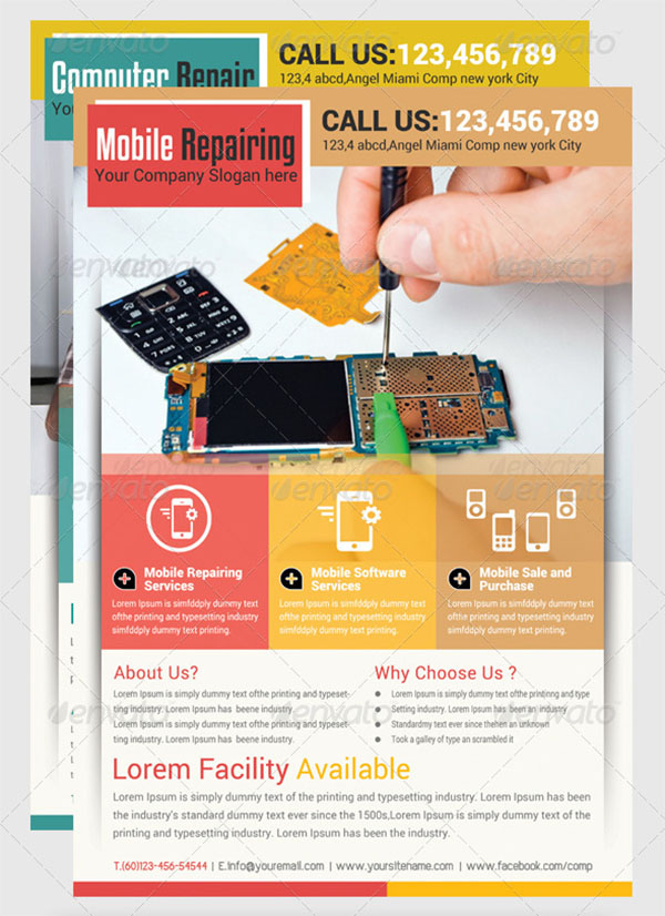 Computer & Mobile Repair Flyer Designs