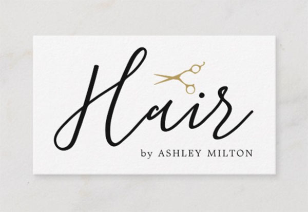Elegant Clean White Scissors Hair Stylist Business Card