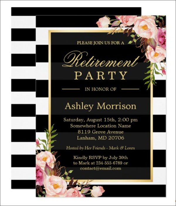 Elegant Floral Retirement Party Invitation Template