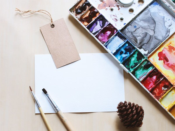 Free Artist Workspace Mockup Design