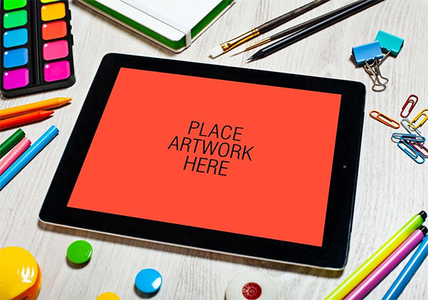 Free Artistic Workspace iPad Mockup