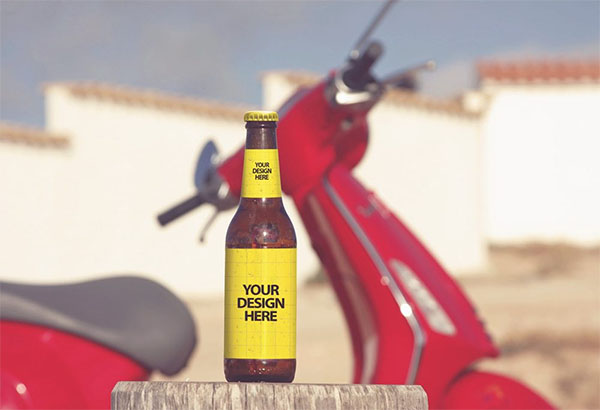 Free Outdoor Beer Bottle Mockup Template