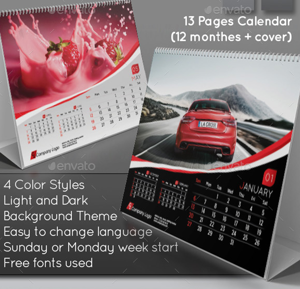 2019 Desk Calendar Template
