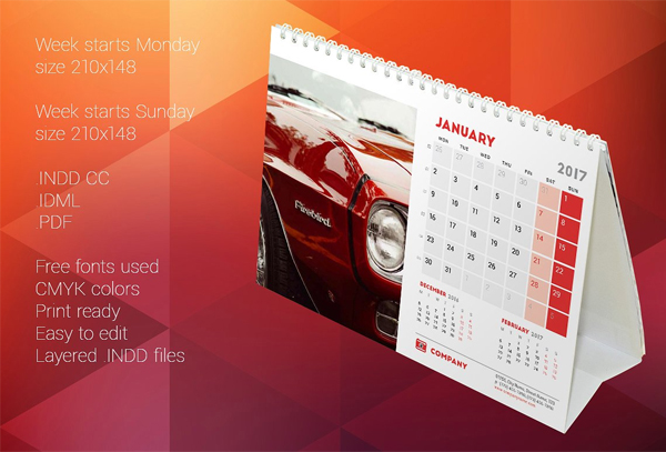 Desk Calendar 2017
