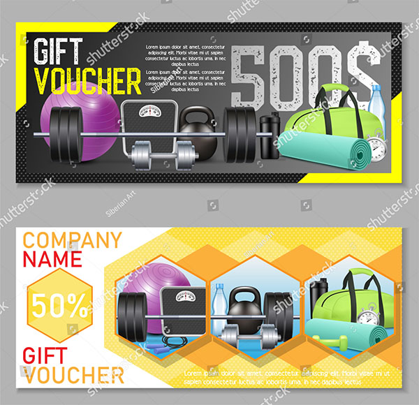 Fitness Gift Voucher Vector Template