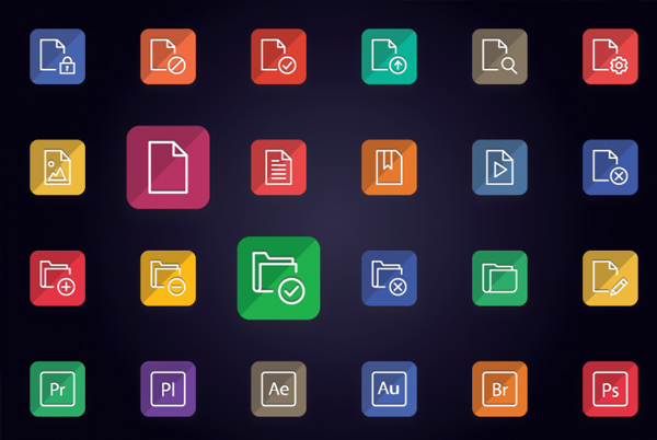 Flat Folder Type File Icons