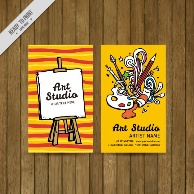 Free Vector Colorful Art Studio Card