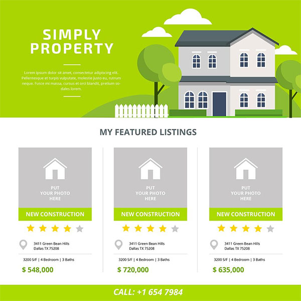 Free Vector House For Sale Flyer Design Template
