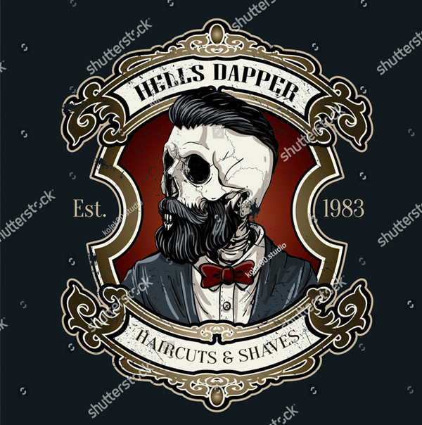 Hand drawn Barber Shop Logo in Vintage Style