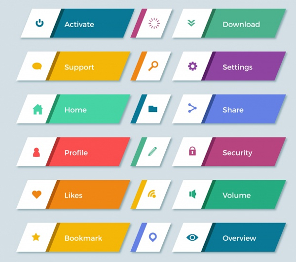 Free Flat Design UI Buttons