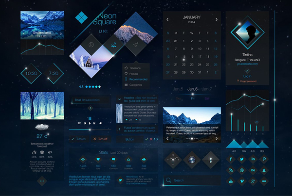 Square UI Buttons Kit
