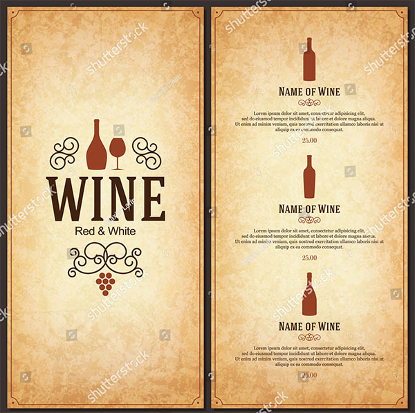 Vector Wine Menu Brochure Template