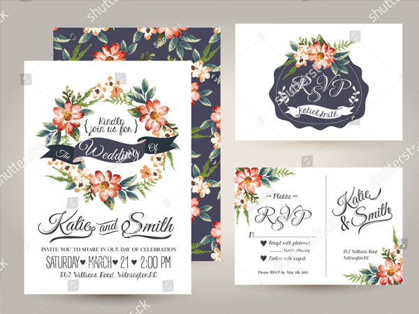 Watercolor Wedding Invitation Card Suite