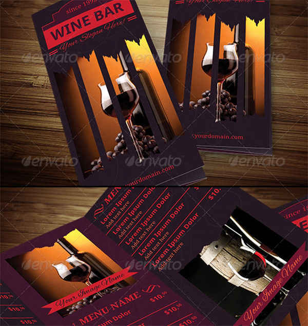Wine Bar Trifold Brochure Template