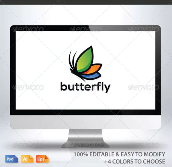 Butterfly Logo Design PSD Template
