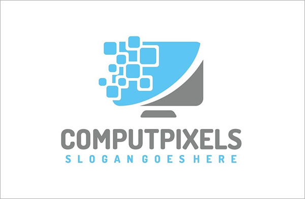 Free Vector Computer Pixels Logo