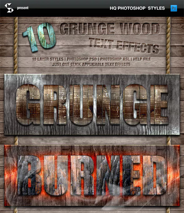 Grunge Wood Styles and Wooden Text Effects
