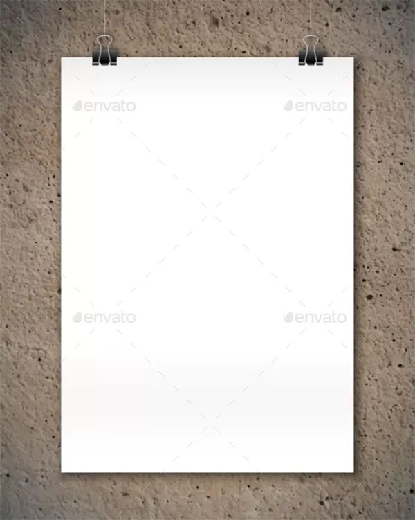 Hanging White Poster Mockup