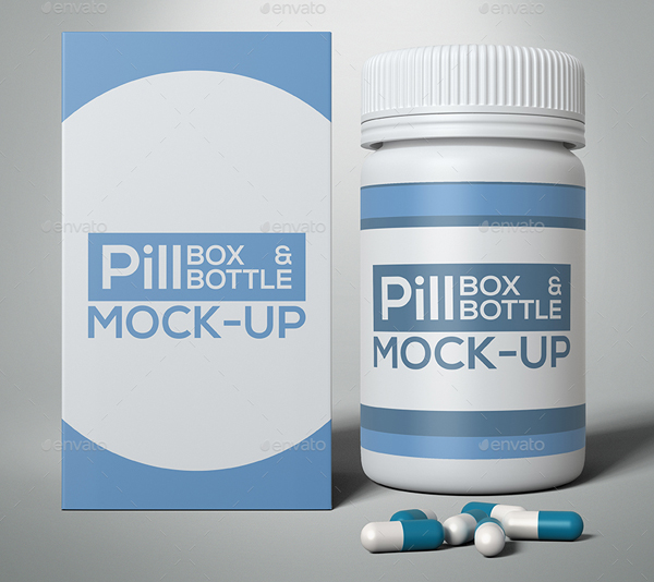 Pill Box and Bottle Mock-Up Template
