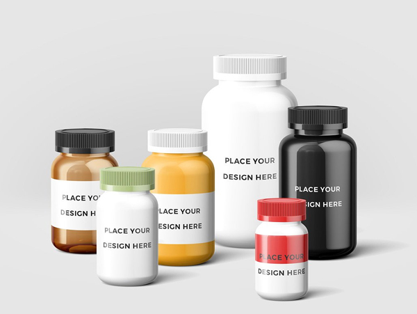 Supplement Bottles Mockup