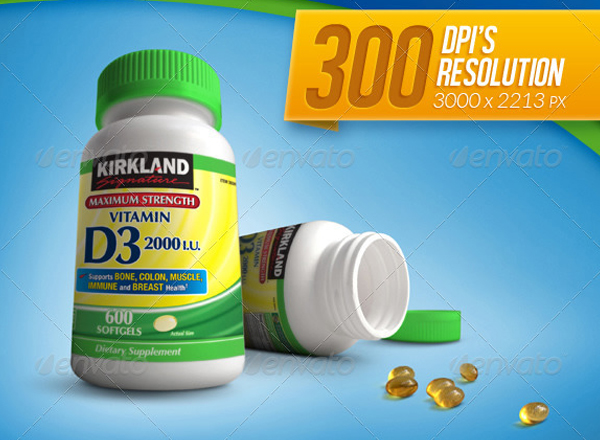 Tablets, Vitamins and Pills Bottle Mockup