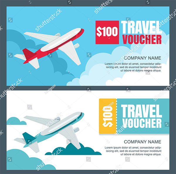 Vector Gift Travel Voucher Template Design