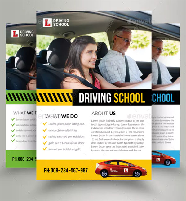 Car Driving School Flyer Template