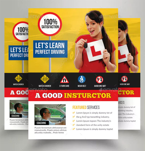 Driving School Academy Flyer Template