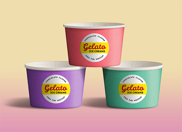Free Ice Cream Cup Packaging Mockup PSD