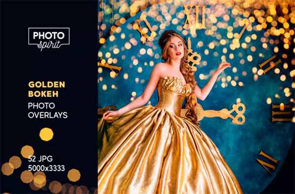 Golden Bokeh Photo Overlay Effects