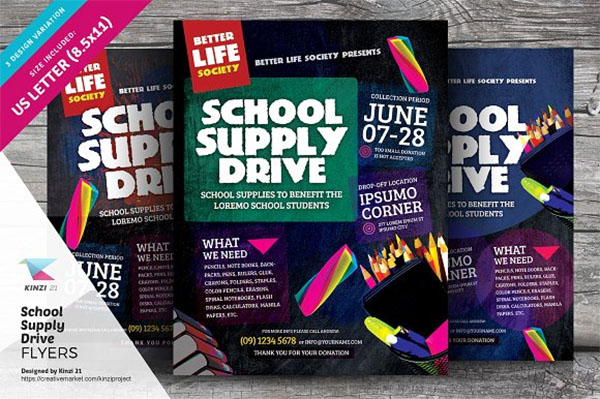School Supply Drive Flyer Templates