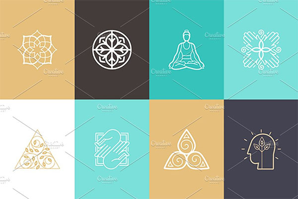 Yoga illustrations and Logos