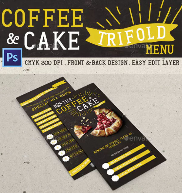 Blackboard Trifold Coffee Shop Menu