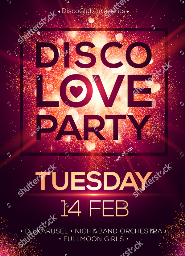 Disco Love Party Luxury Flyer Design
