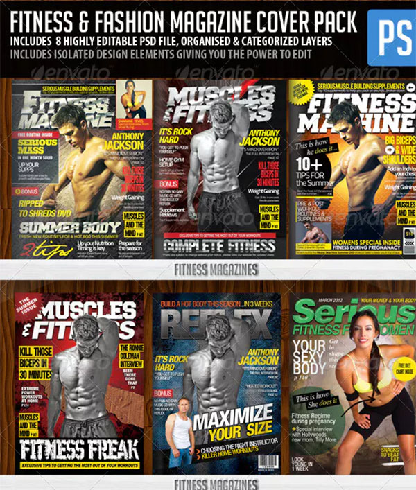 Fitness & Fashion Magazine Cover Templates