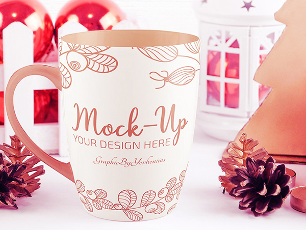 Free Floral Coffee Cup Mockup