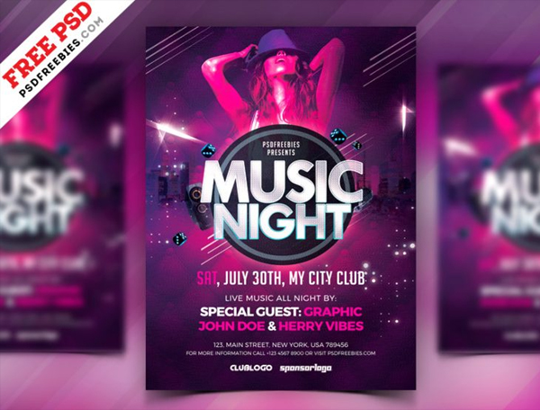 Free Music Night Party Flyer Template