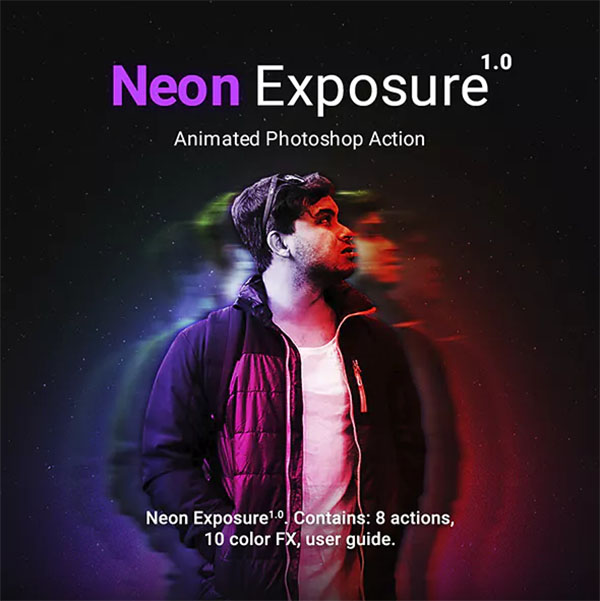 Neon Exposure Animated Photoshop Action
