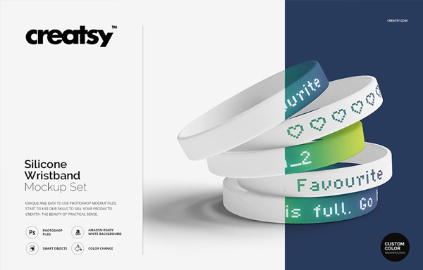 Silicone Wristband Mockup Set