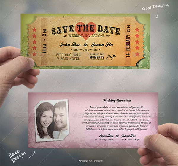 Wedding Card Invitation Old Ticket Style