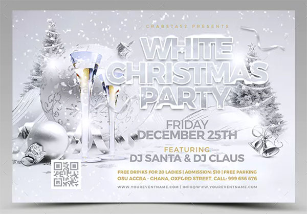 White Christmas Party Flyer PSD Template