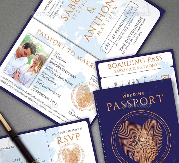 Beautiful Passport Wedding Invitation