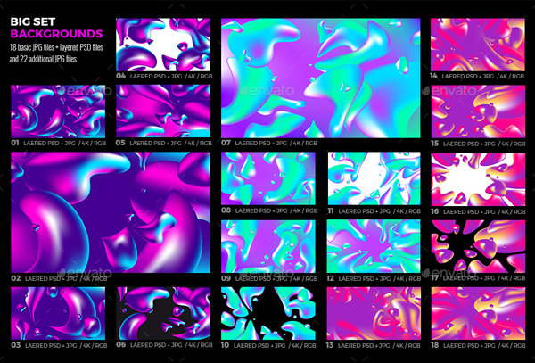 Big Set Liquid Shapes Backgrounds and Textures