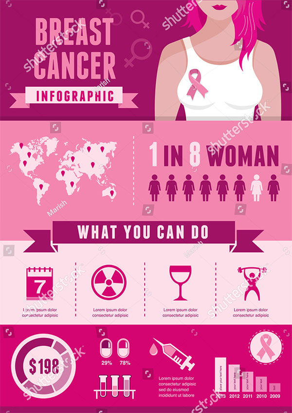 Breast Cancer Ribbon Infographic Vector