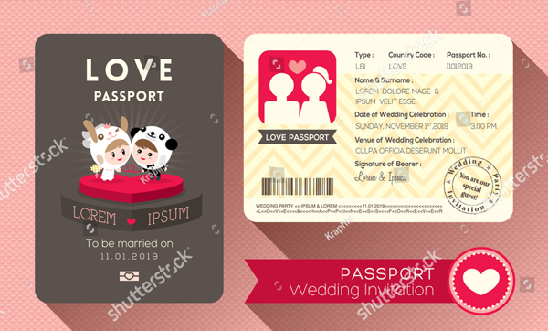 Cartoon Passport Wedding Invitation
