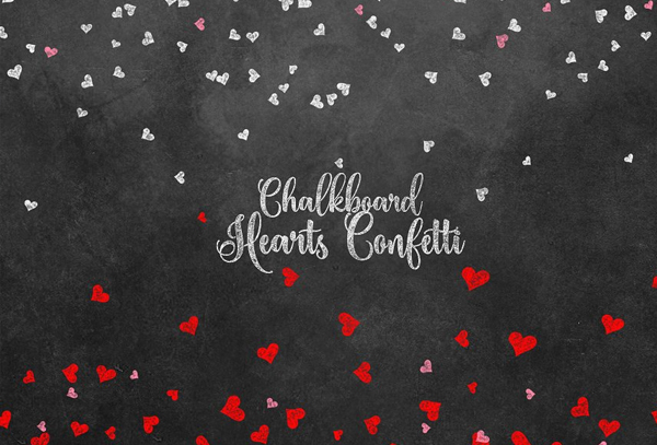 Chalkboard Hearts Confetti Clipart