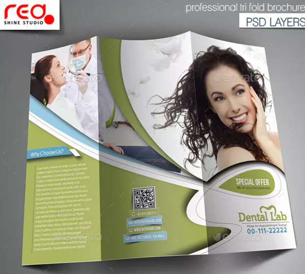 Dental Lab Trifold Brochure Template
