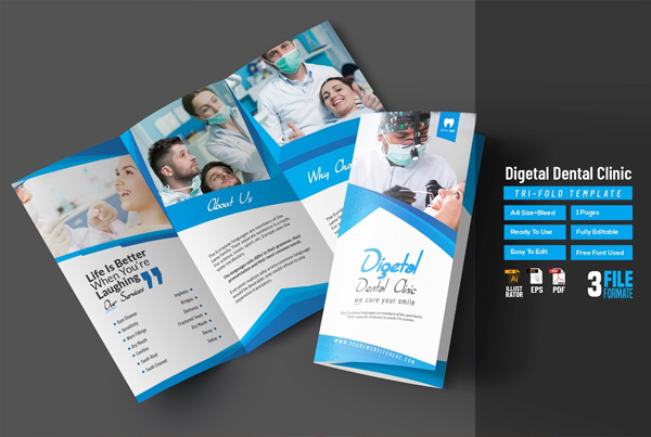 Dental Clinic Tri-Fold Brochure Template