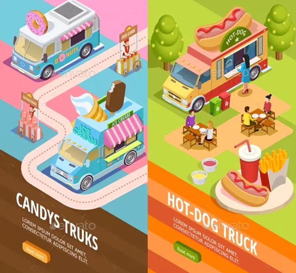 Food Trucks Vertical Banners