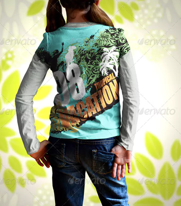 Girl Kids T-Shirt Colorful Mock Up